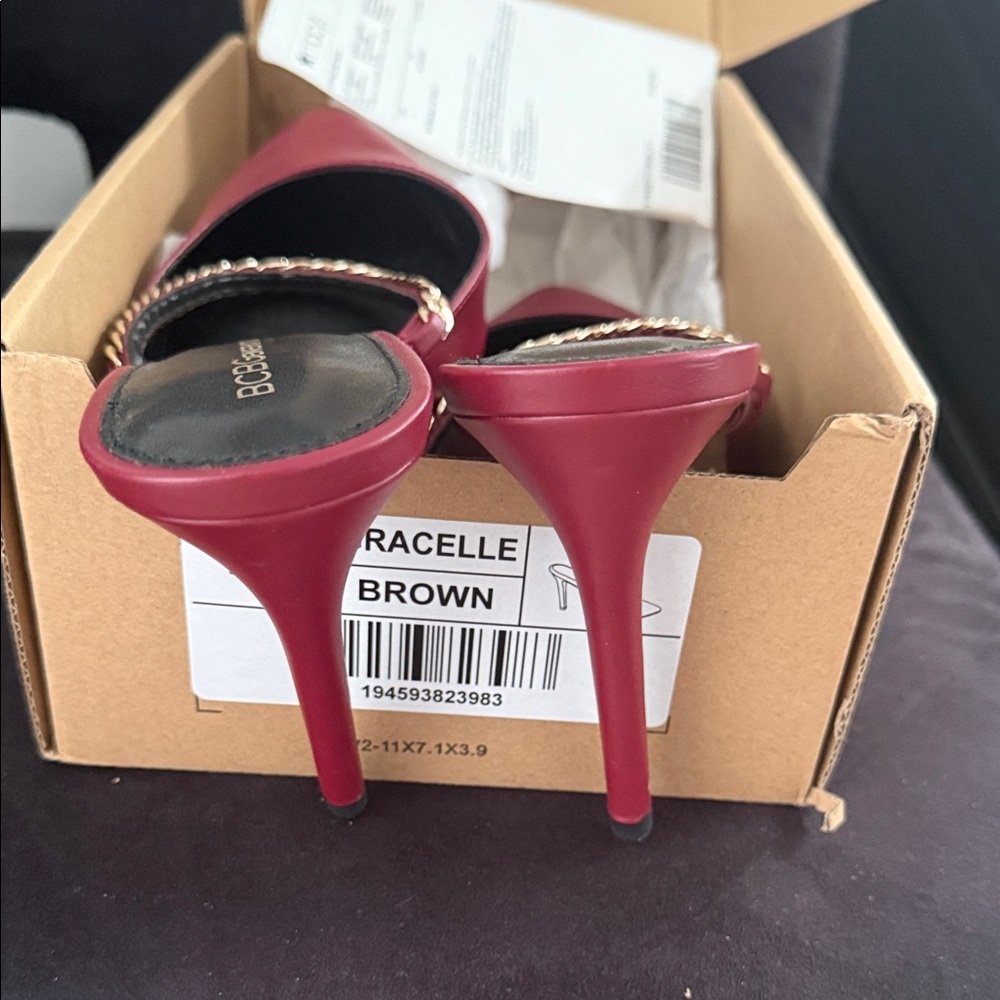 Brand new last week at this price - BCBGeneration gold Chain Red/Maroon Mules - Picture 5 of 6